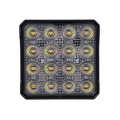 TRAILFX 4X4WLAMF1 TrailFX 4X4WLAMF1 Square LED Work Light 4 Inch 80W Flood Beam Dual White and Amber Flash 11200 Raw Lumens Black Aluminum Pedestal Mount with Installation Hardware