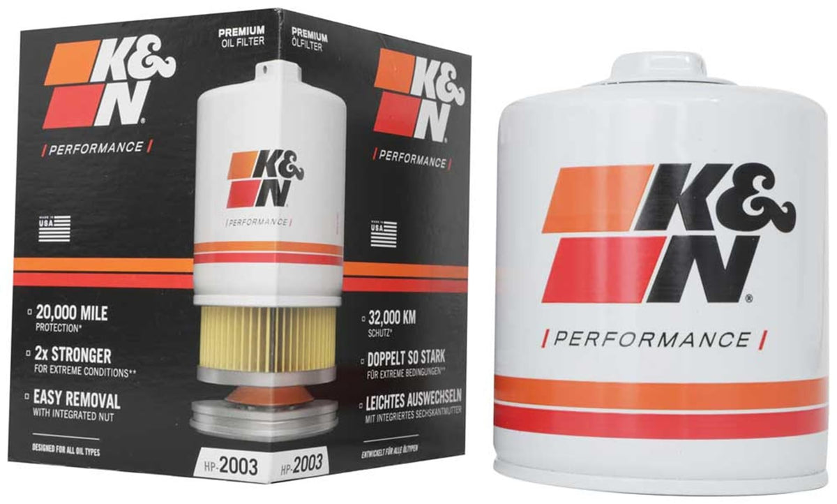 K&N FILTER HP-2003 K&N Oil Filter: 20,000 Mile Engine Protection with Wrench Off Nut, HP-2003