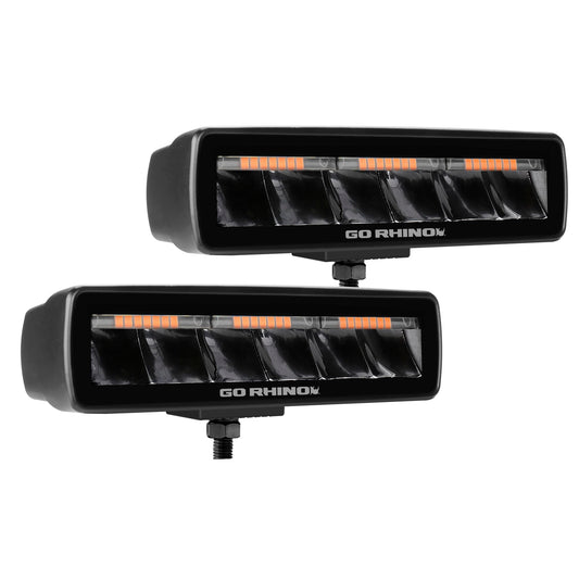 GO RHINO 750600622SBS Go Rhino Xplor Lighting: Blackout Combo Series Sixline Spot Lights (Pair) | Surface Mount (Threaded Stud Mount) Aluminum, Black | 750600622SBS