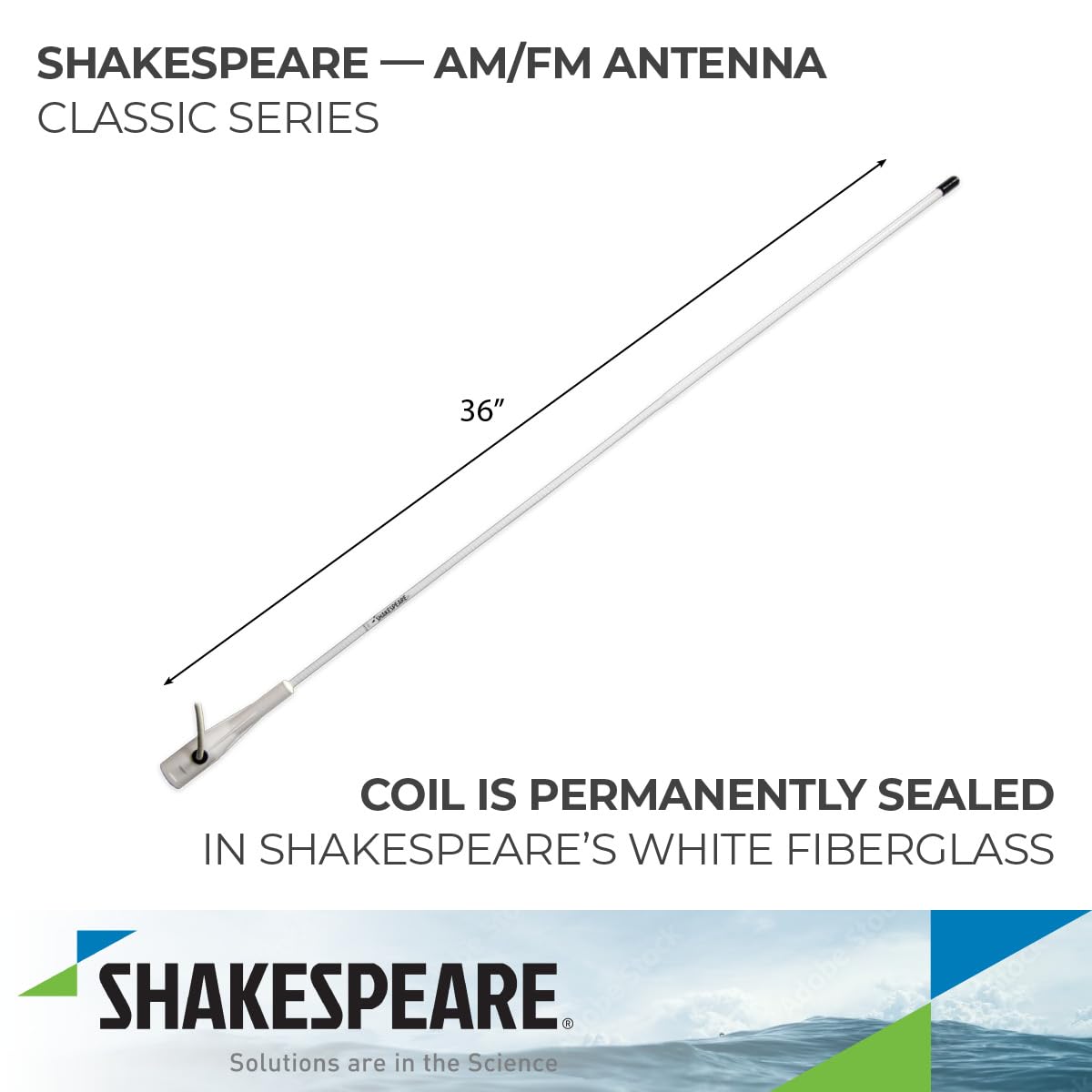 SHAKESPEARE 4351 Shakespeare 4351 3' AM/FM ANTENNA W/NYLON FERRULE