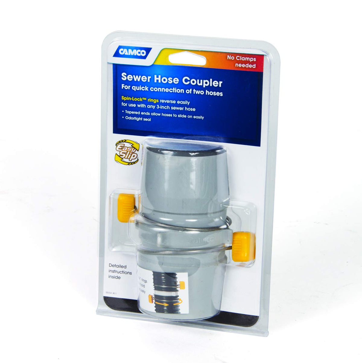 CAMCO 39163 Camco Easy Slip Internal Hose Coupler with Slip-Lock Rings - Securely Connects Two Sewer Hoses Together , Odor and Leak Proof Connection (39163)
