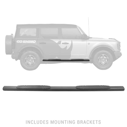 GO RHINO 104412973T RealTruck 4" Oval 1000 Series Sidesteps & Brackets | Galvanized Steel, Textured Black | 104412973T | Fits 2021-2026 Ford Bronco 4-Door (Excludes Bronco Sport)