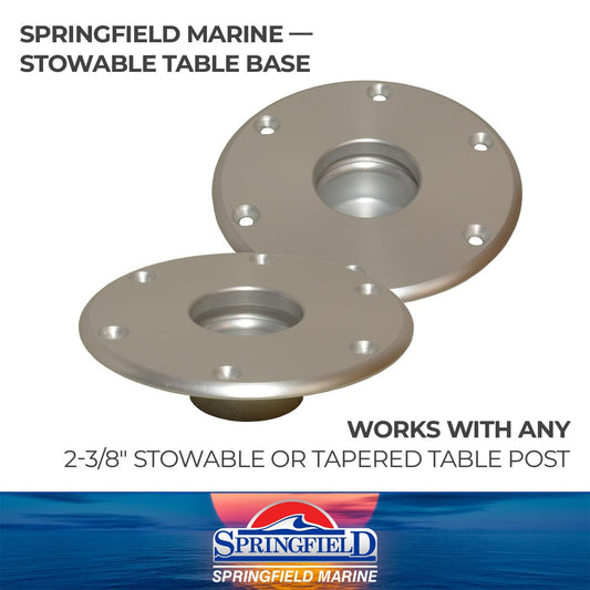 SPRINGFIELD 1660017 Springfield 1660017 Stowable 2-3/8" Table Base - Anodized Aluminum,Silver