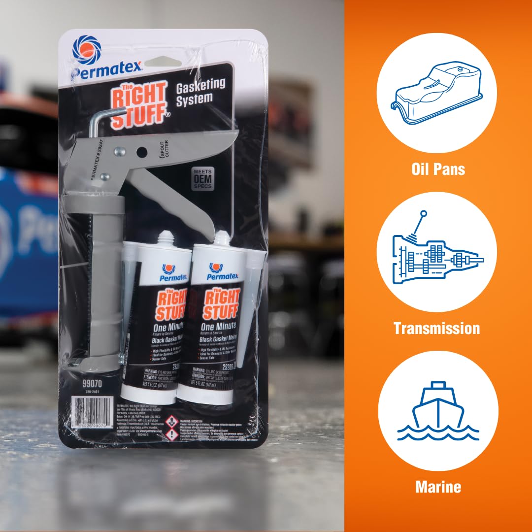 PERMATEX 99070 Permatex 99070 The Right Stuff Gasket Maker, 5 oz. - 2 Pack with Caulking Gun