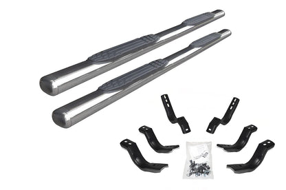 GO RHINO 104404780PS Go Rhino 4" Oval 1000 Series Sidesteps & Brackets | Stainless Steel, Polished | 104404780PS | Fits 2019-2025 Chevrolet Silverado & GMC Sierra Double Cab (See Description)