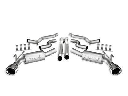 BORLA 140356 BORLA 140356 Cat-Back Perf. Exhaust System for 2010-2013 Chevrolet Camaro SS V8 T-304 Stainless Steel ATAK Sound Dual Split Rear Exit Single 4.5" Round Polished T-304 Stainless Steel Tips Each Side