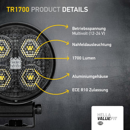 Hella 357111002 WORKLIGHT VALUEFIT TR1700 LED MV CR LT
