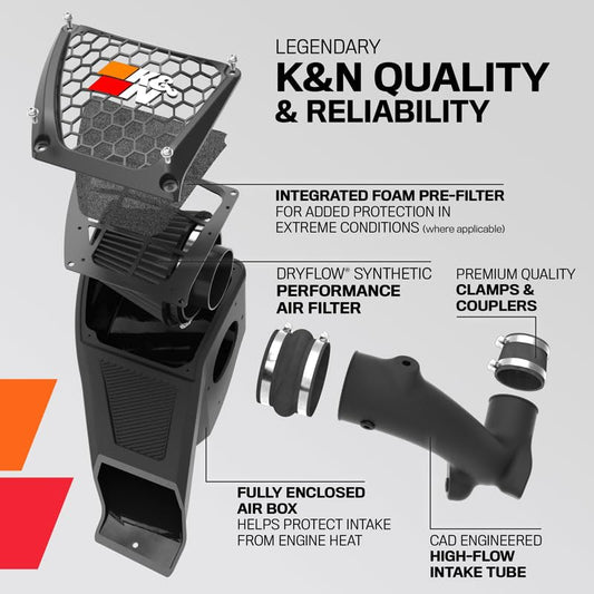K&N FILTER 30-2616 K&N Cold Air Intake System: Dry-Flow Air Filter, Increase Performance & Towing: Compatible with 2021-2025 Ford: F150, 30-2616