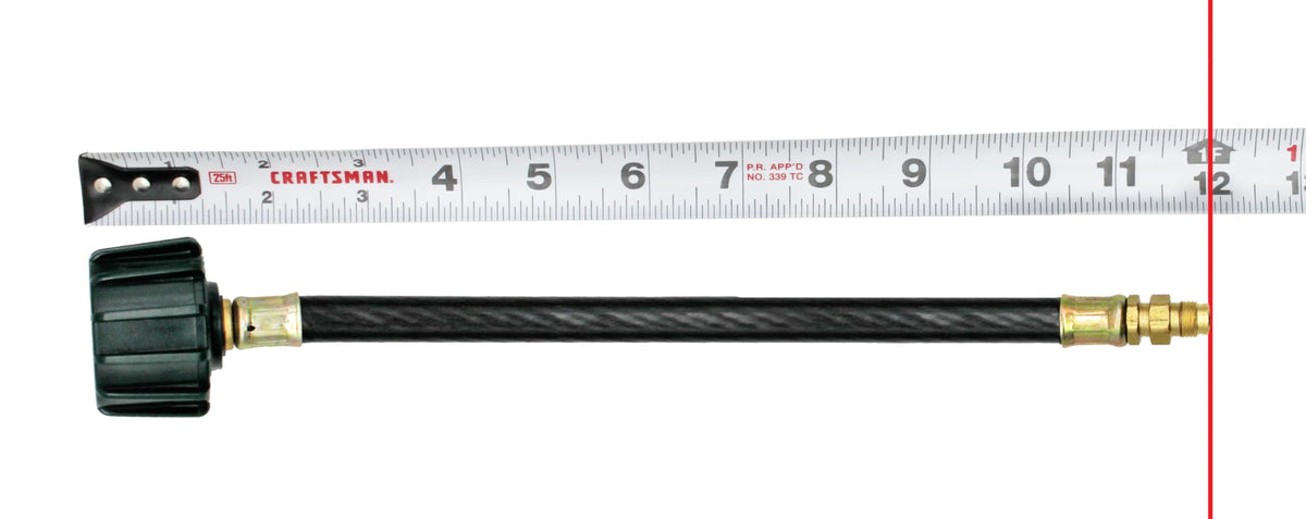 FLAME KING E12INPT Flame King 12-inch Pigtail Hose Connectors, 1/4" Male Inverted FLARE (NOT NPT) for RV, Van, or Trailer, Propane Tank 2-Stage Auto Changeover Regulators - E12INPT, Black/Green