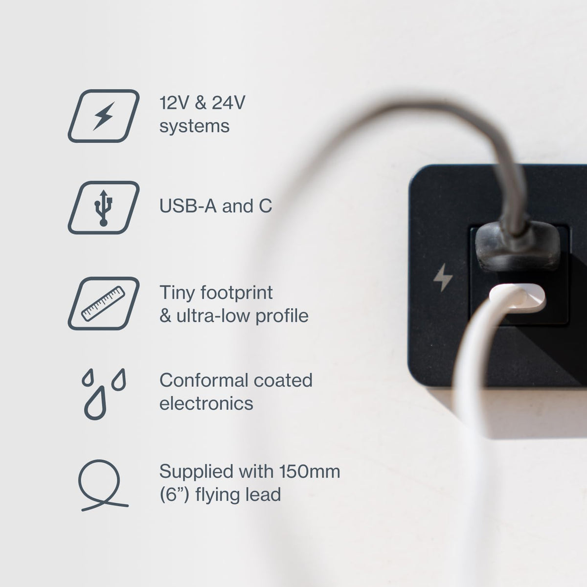 SCANSTRUT SC-TILE-10 Scanstrut SC-TILE-10 TILE - USB-A / USB-C INTERIORS CHAR