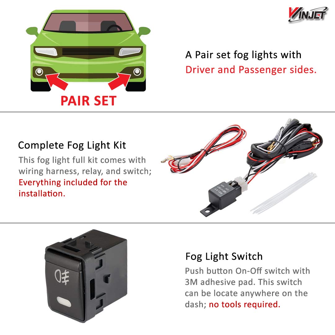 WINJET CHWJ-0427-B Winjet WJ30-0420-09 OEM Series for [2014-2016 Nissan Rogue] Driving Fog Lights + Switch + Wiring Kit