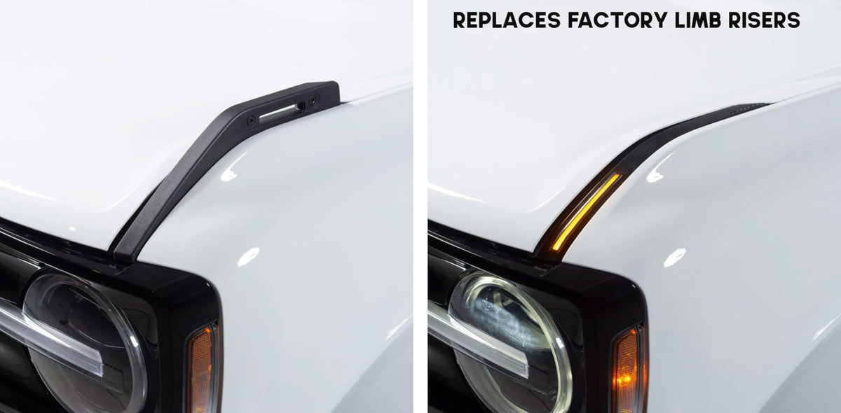 PUTCO 50001 Putco 2021-2026 Ford Bronco Luminix DRL LED Light Hood Limb Riser (Factory Hood Side Hinge Replacments)