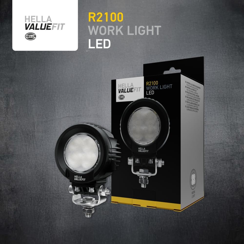 HELLA 357109101 HELLA VALUEFIT 1G0 357 109-101 LED-Worklight R2100-12/24V - 2100lm - Bolted - Bracket system - Short-Range Illumination - Cable: 800mm - Plug: DEUTSCH plug - Quantity: 1