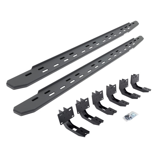 GO RHINO 69630680SPC Go Rhino RB30 Slim Running Boards & Brackets | Galvanized Steel, Textured Black | 69630680SPC | Fits 2019-2024 RAM 1500 Quad Cab Pickup