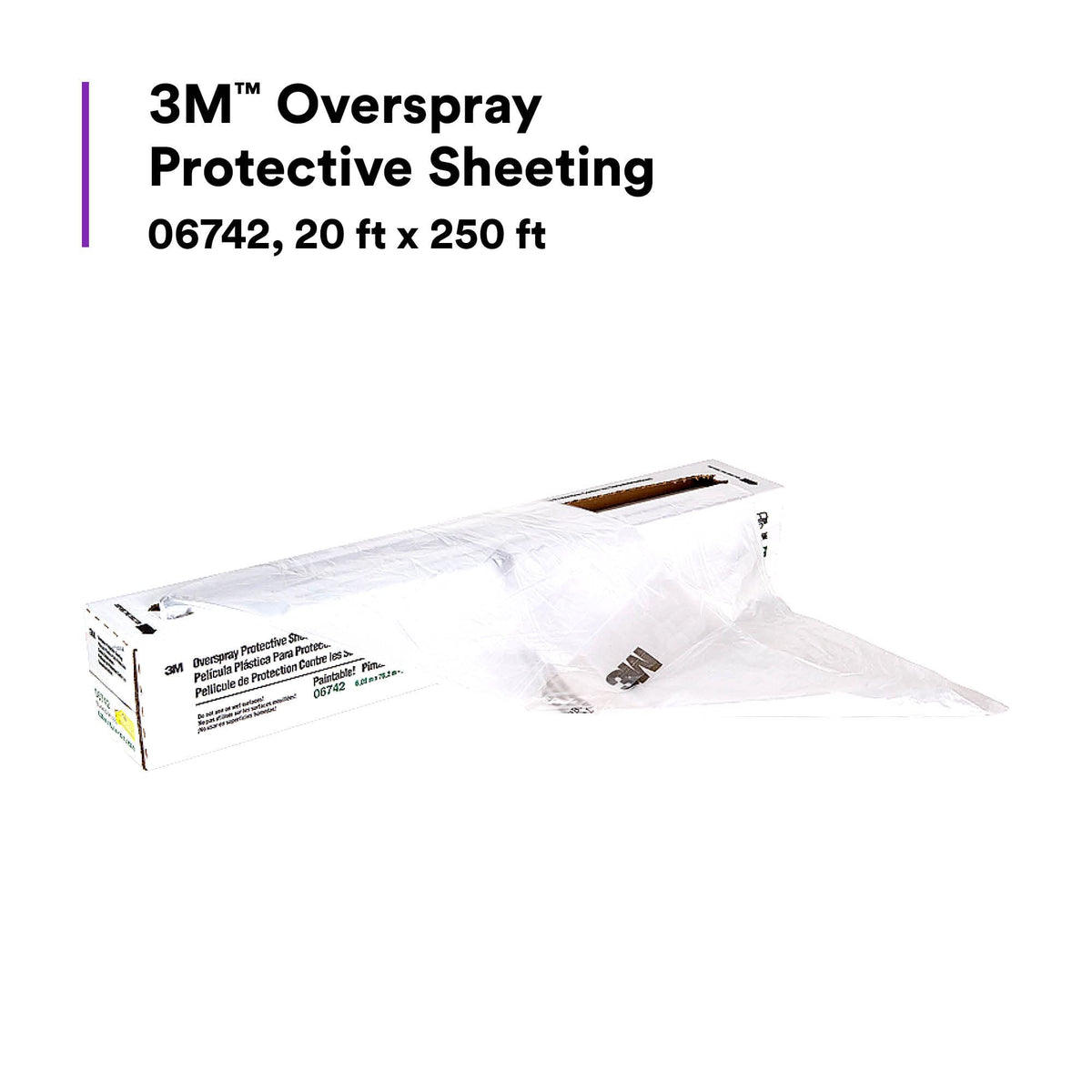 3M 06742 3M Overspray Protective Sheeting, 06742, 20 ft x 250 ft
