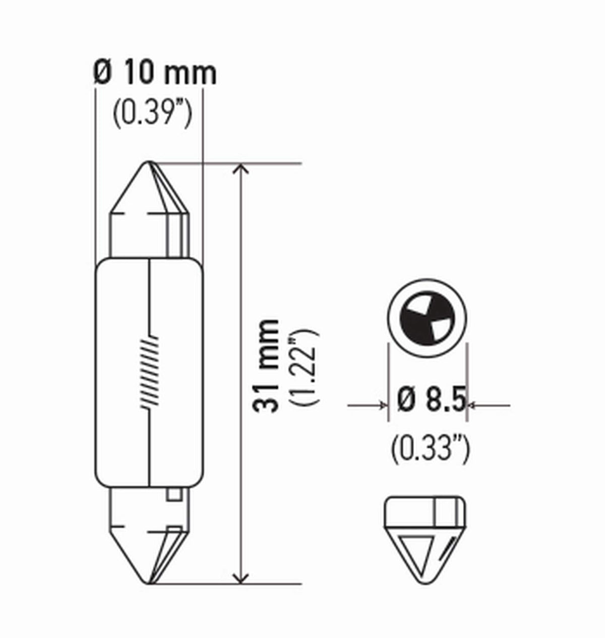 Hella DE3175SB BULB 3175 12V 10W SV8.5-8 T3.25 10X31 SB