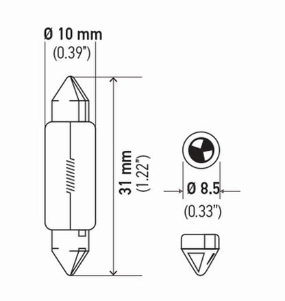 Hella DE3175SB BULB 3175 12V 10W SV8.5-8 T3.25 10X31 SB