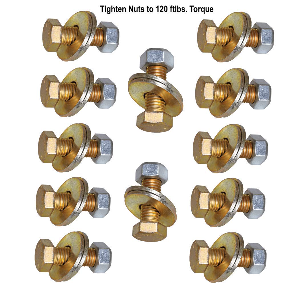GEN-Y HITCH GH-80943 GEN-Y Executive Mount/Bolt kit, 12-5/8” x 2” Grade 8 Bolts, 12-5/8" Steel Lock Nuts, 24 - Flat washers