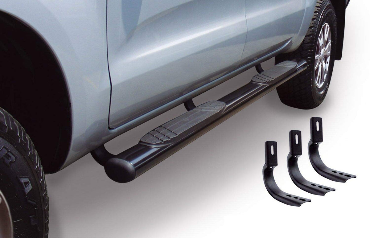 GO RHINO 684404787T Go Rhino 4" OE Xtreme Sidesteps & Brackets | Galvanized Steel, Textured Black | 684404787T | Fits 2019 - 2025 Chevrolet Silverado & GMC Sierra 1500, 2500 HD, 3500 HD Crew Cab (See description)