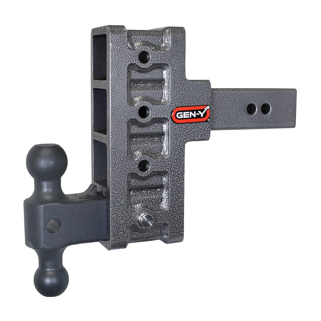 GEN-Y HITCH GH-914 GEN-Y Hitch Offset Tow Hitch for 2.5" Receiver - 3" Rise/6" Drop with 4 Adjustable Positions, Includes Dual Ball Mount and Locking Pin, 21,000 lbs Towing Capacity, 3,000 lbs Tongue Weight