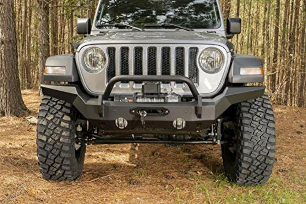 RUGGED RIDGE 11540.31 Rugged Ridge HD Bumper - Front, Full-Width - Fits 2007–2025 Jeep Wrangler JK/JL & 2020–2025 Jeep Gladiator JT - Heavy-Duty Bumper with Built-In Winch Plate