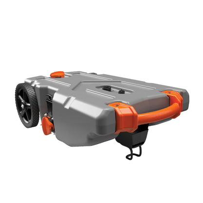CAMCO 39004 Camco Rhino 28-Gallon Camper/RV Tote Tank - Features Large Heavy-Duty No-Flat Wheels & Built-in Gate Valve - Removable Steel Tow Adapter, 3’ Sewer Hose & More RV Accessories (39004)