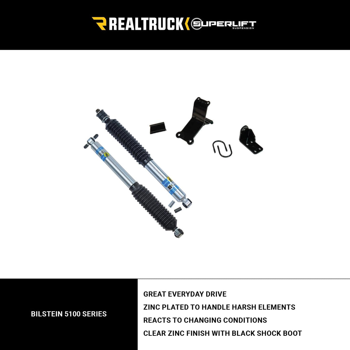 Superlift Suspension 92105 RealTruck SUPERLIFT SUSPENSION High Clearance Dual Steering Stabilizer Kit for Jeep Wrangler JK – Bilstein 5100 Series Cylinders – 92105 – Fits 2007-2018 Jeep Wrangler JK / JKU with 1.5" Lift or More