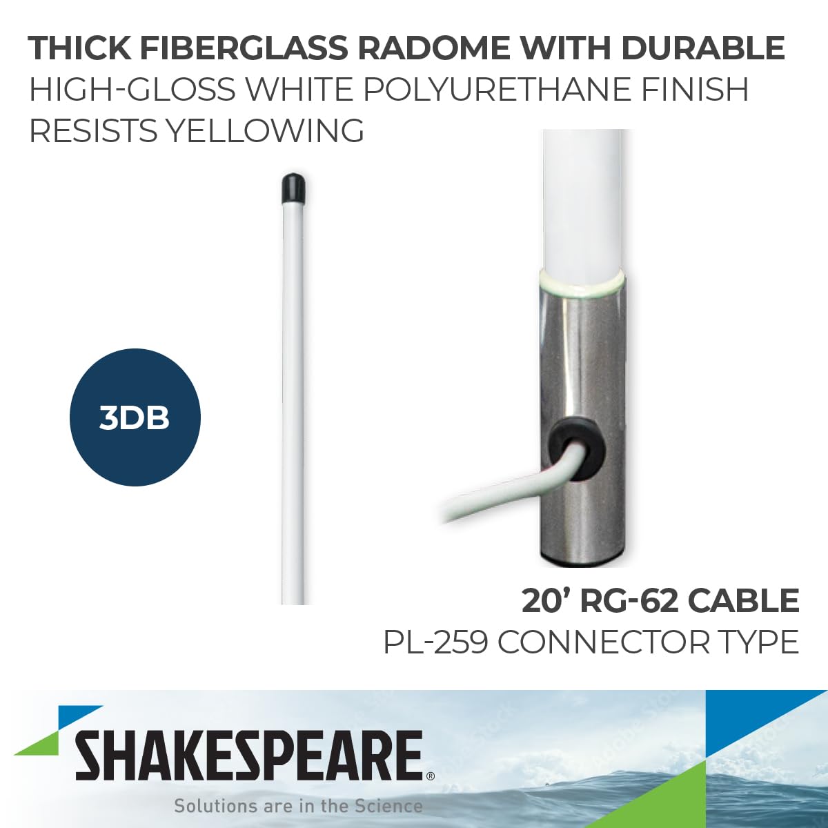 SHAKESPEARE 5420-XT Shakespeare 5420-XT 4' GALAXY AM/FM ANTENNA WHITE