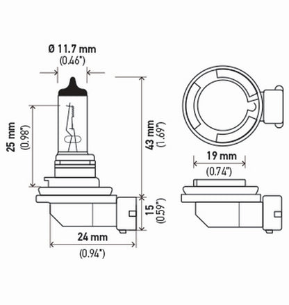 HELLA H11SB HELLA H11SB Single Blister Standard Halogen Bulb, 12V, 55W