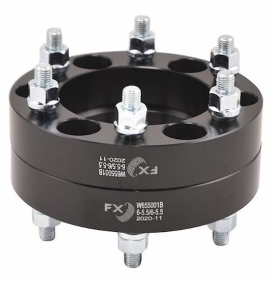 TRAILFX W655001N Trailfx FX Wheels W655001N Wheel Spacer Set of 2 – 1.25 Inch Thickness, 6x139.7 mm (6x5.50 in) Bolt Pattern, 108 mm Hub Size, Black Anodized 6061-T6 Aluminum with 12 Lug Bolts and Nuts