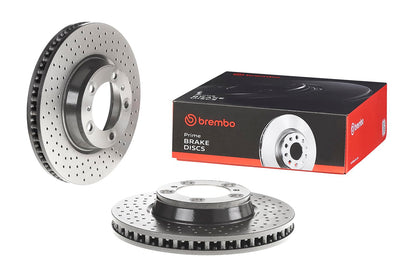 BREMBO 09C87711C02 Brembo 09.C877.11 UV Coated Pillar Vented drilled Front Brake Rotor PORSCHE OE# 99635140903