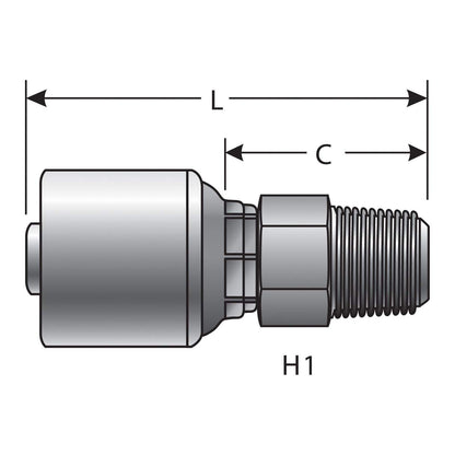 Gates G25100-1008 Male Pipe (Nptf 30 Cone Seat) (Mega Crimp
