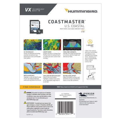 HUMMINBIRD 601015-1 Humminbird CoastMaster U.S. Coastal V1 Map SD Card for Fish Finders