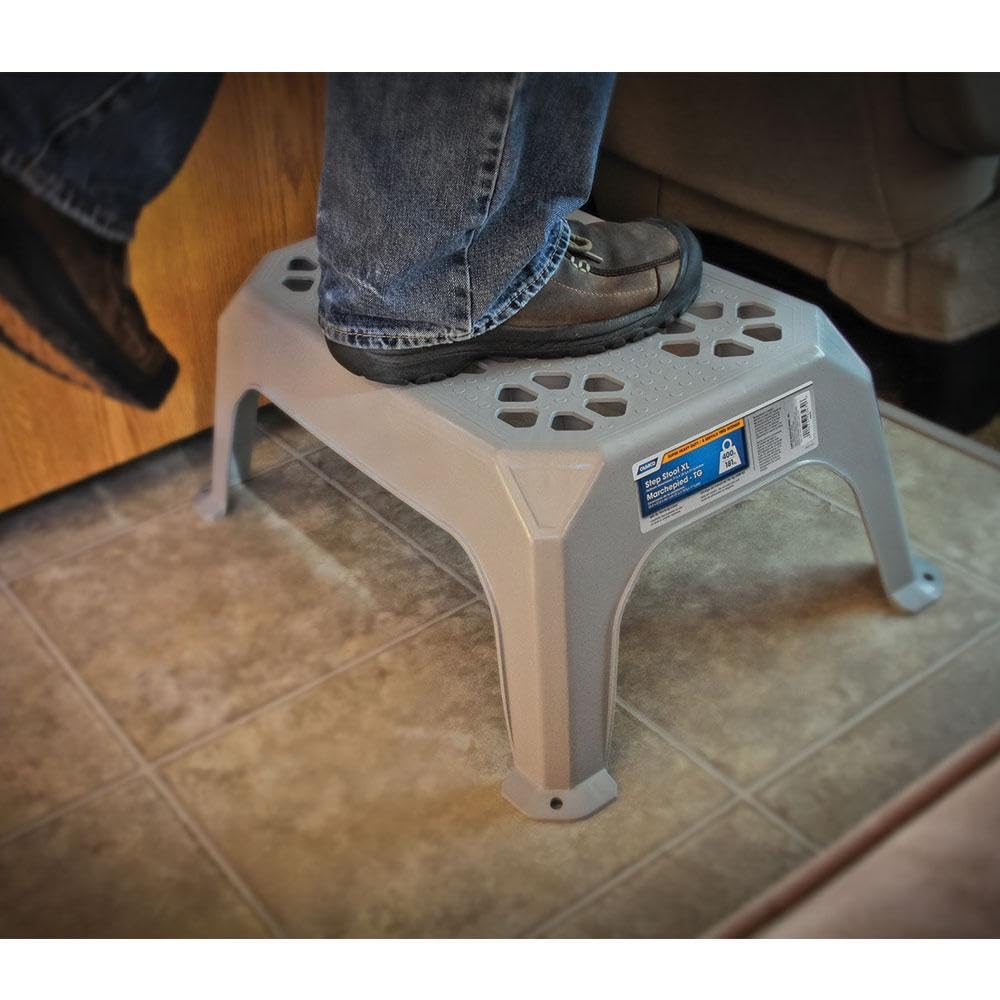 CAMCO 43470 Camco Durable Large Step Stool - Textured Platform Surface to Help Prevent Slipping – Lightweight & Sturdy – Design Excellent for RVs, Trailers, Trucks – 400 lb. Capacity – 23" x 16" x 9 ¼" - Gray (43470)