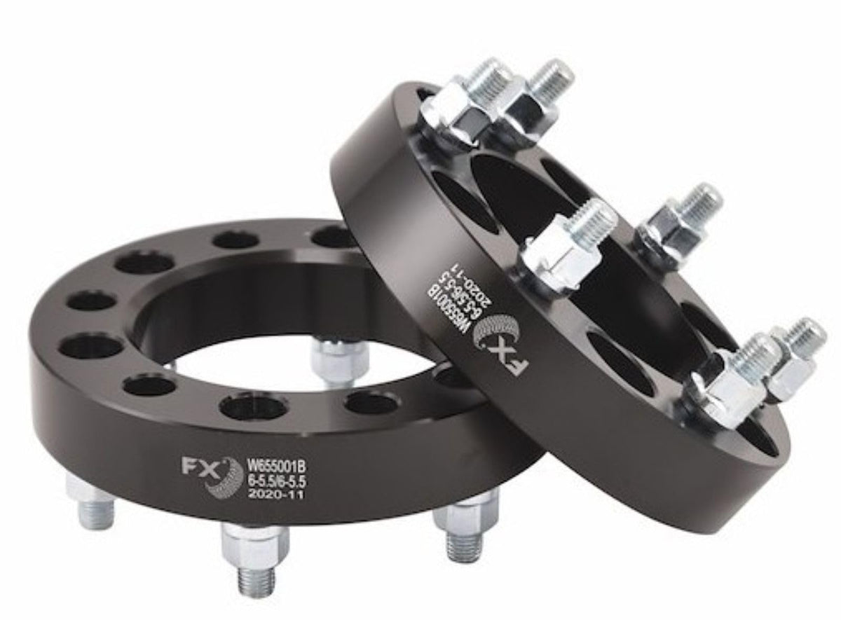 TRAILFX W655001N Trailfx FX Wheels W655001N Wheel Spacer Set of 2 – 1.25 Inch Thickness, 6x139.7 mm (6x5.50 in) Bolt Pattern, 108 mm Hub Size, Black Anodized 6061-T6 Aluminum with 12 Lug Bolts and Nuts