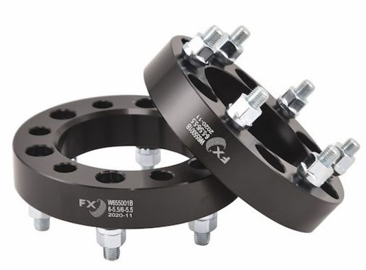TRAILFX W655001N Trailfx FX Wheels W655001N Wheel Spacer Set of 2 – 1.25 Inch Thickness, 6x139.7 mm (6x5.50 in) Bolt Pattern, 108 mm Hub Size, Black Anodized 6061-T6 Aluminum with 12 Lug Bolts and Nuts