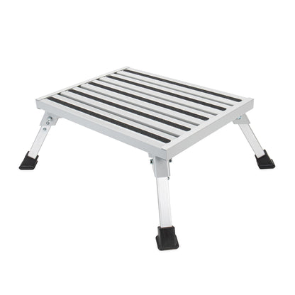 CAMCO 43677 Camco 43677 Fixed Height 19" x 14.5" Aluminum Platform Foldable Step Stool with Non-Slip Secure Rubber Feet and 1000 Pound Capacity