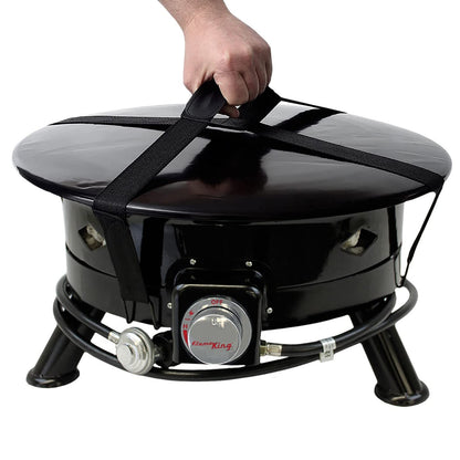 FLAME KING FKG6502D Flame King Smokeless Propane Fire Pit, 24-inch Portable Firebowl, 58K BTU with Self Igniter, Cover, & Carry Straps for RV, Camping, & Outdoor Living