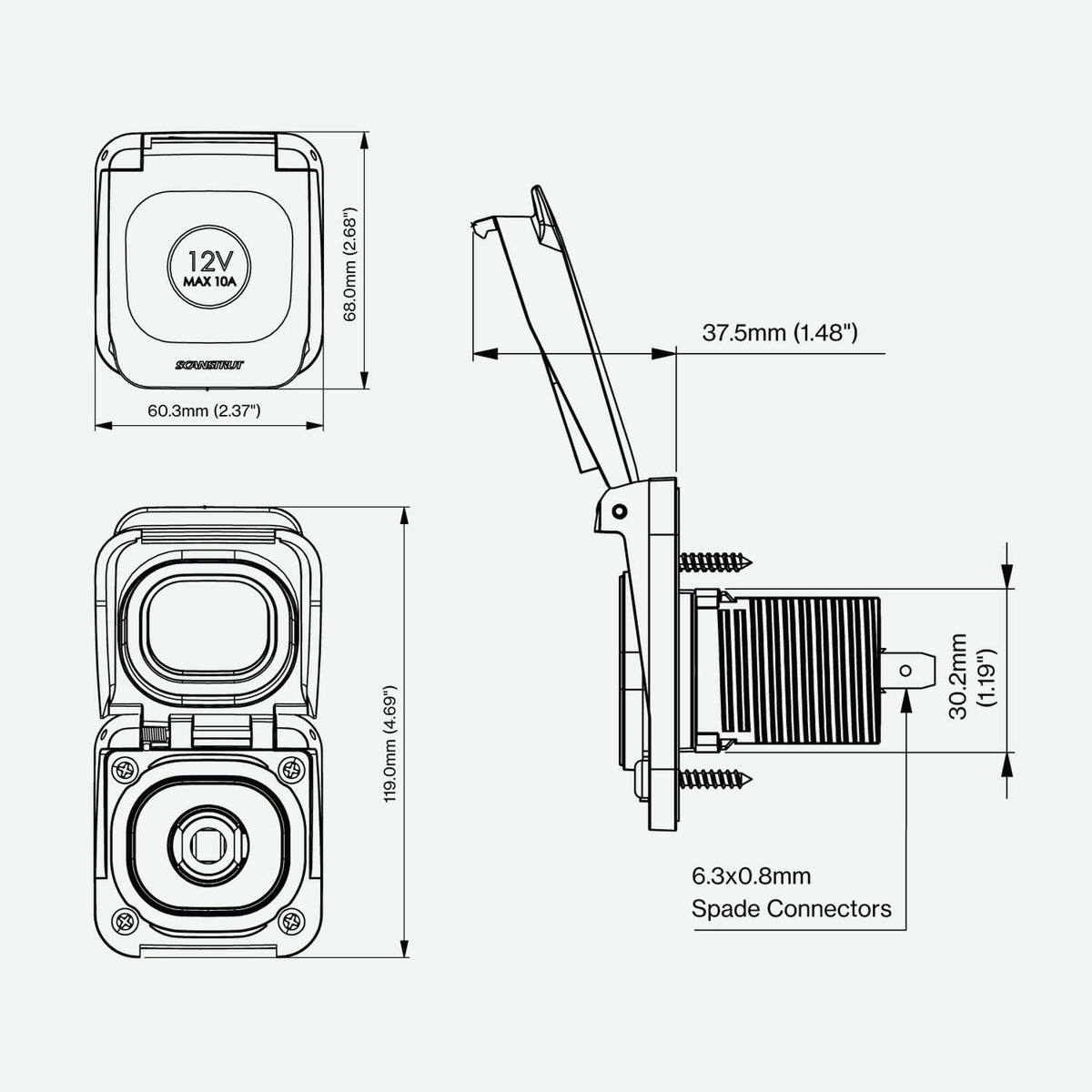 SCANSTRUT SC-V-DC1 Scanstrut SC-V-DC1 VENTURA SERIES - 12V POWER OUTLET