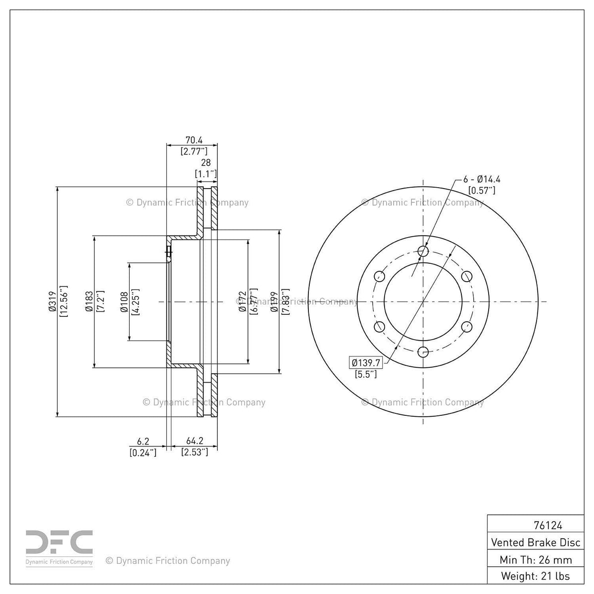 Dynamic Friction 604-76124 Front Brake Rotor