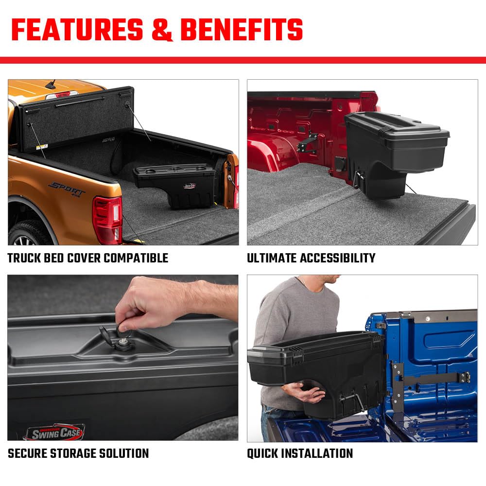UNDERCOVER SC100P RealTruck UnderCover SwingCase Truck Bed Storage Box | SC100P | Fits 2007 - 2019 Chevy/GMC Silverado/Sierra 2500/3500HD Passenger Side