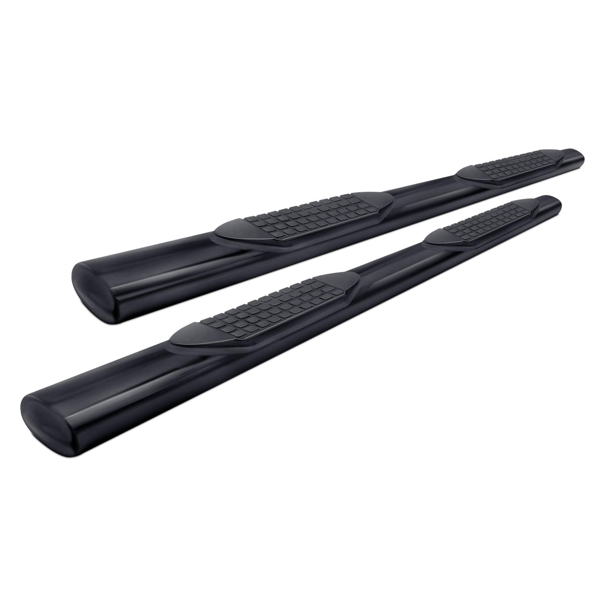 TRAILFX A1551B TrailFX Nerf Bars for Chevrolet Silverado 1500 Standard Cab 2020-2021 Black Powder Coated Steel 4 Inch Oval Straight Side Steps with Step Pads No End Caps Rocker Panel Mount Running Boards