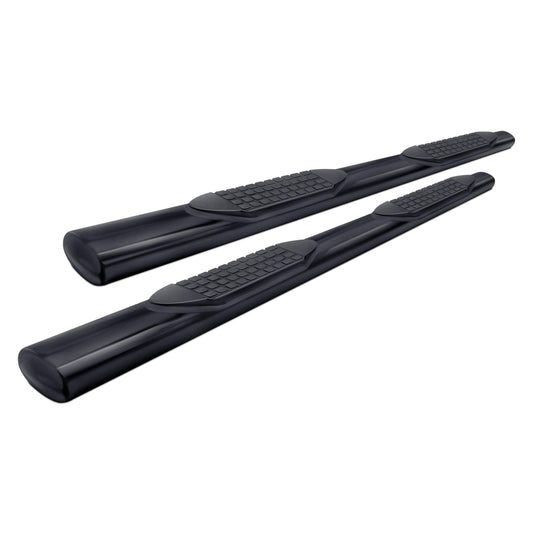 TRAILFX A1551B TrailFX Nerf Bars for Chevrolet Silverado 1500 Standard Cab 2020-2021 Black Powder Coated Steel 4 Inch Oval Straight Side Steps with Step Pads No End Caps Rocker Panel Mount Running Boards