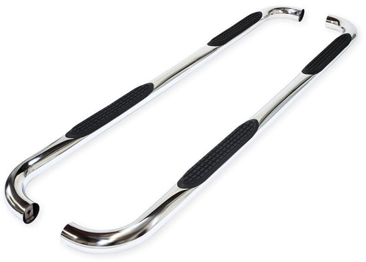TRAILFX A0070S TrailFX Nerf Bar A0070S, 3 Inch Round Bent, with Step Pads, Rocker Panel Mount, Polished, Stainless Steel, Without End Caps, Fits 2024-2025 Toyota Land Cruiser