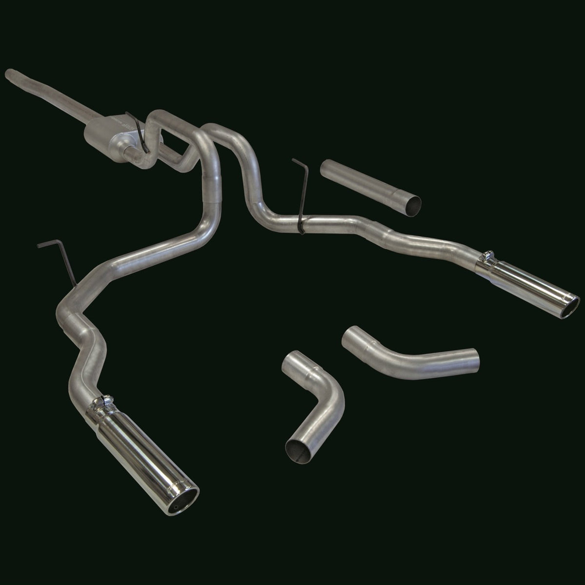 FLOWMASTER 17417 Flowmaster 17417 American Thunder Cat-Back Exhaust Kit 2.5 Inch Aluminized Steel 3 Inch Polished 304 Stainless Steel Tips Compatible with 2004-2008 Ford F-150 Lincoln Mark LT 4.6L 5.4L