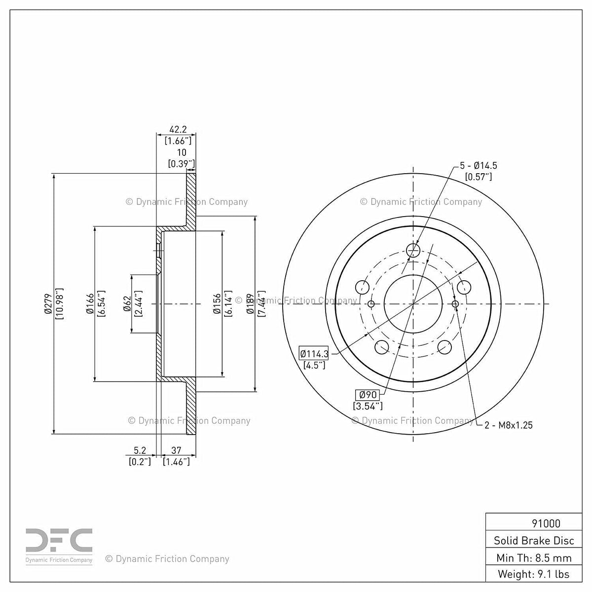 Dynamic Friction 600-91000 Rear Brake Rotor