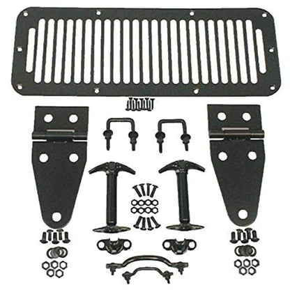 RUGGED RIDGE 11201.01 Rugged Ridge Hood Kit - Fits 1976–1986 Jeep CJ & 1987–1995 Jeep Wrangler YJ - Complete Hood Kit With Easy Installation & Rugged Look