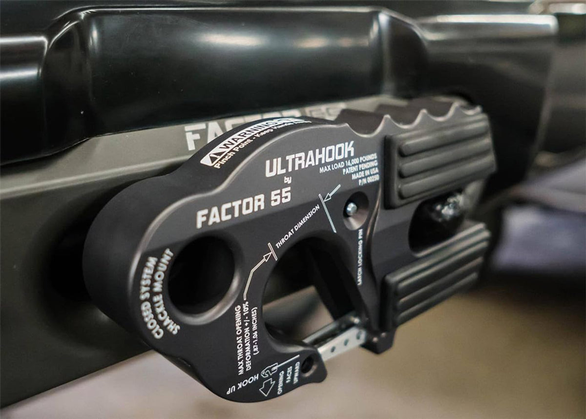 FACTOR 55 00250-04 Factor 55 00250-04 Ultrahook Winch Hook Closed System Shackle Max Load 16,000 lbs ULT Strength Shackle Pin Mount 48,000 lbs Offroad 4x4 Adventure – Black