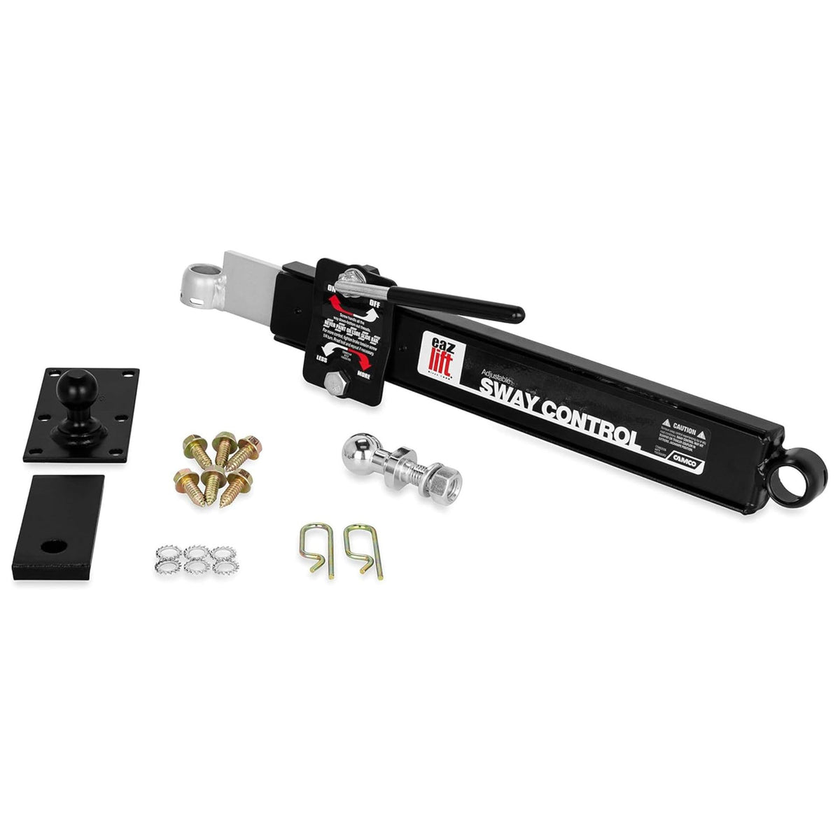 CAMCO 48381 Camco Eaz-Lift Weight Distribution Lifting Hitch, Screw On Adjustable Sway Control RV Trailer Tow Accessory with Pads, Left Driver Side Mount, Black