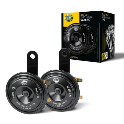 Hella 012588151 Black 77mm 12V BX Disc Horn Kit (Universal Fit